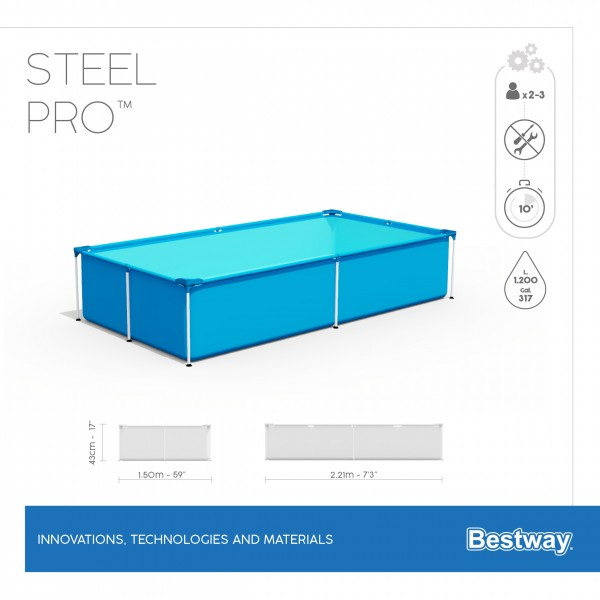 Каркасный бассейн Bestway 56401 BW, Steel Pro 221х150х43см, 1200л фото 5